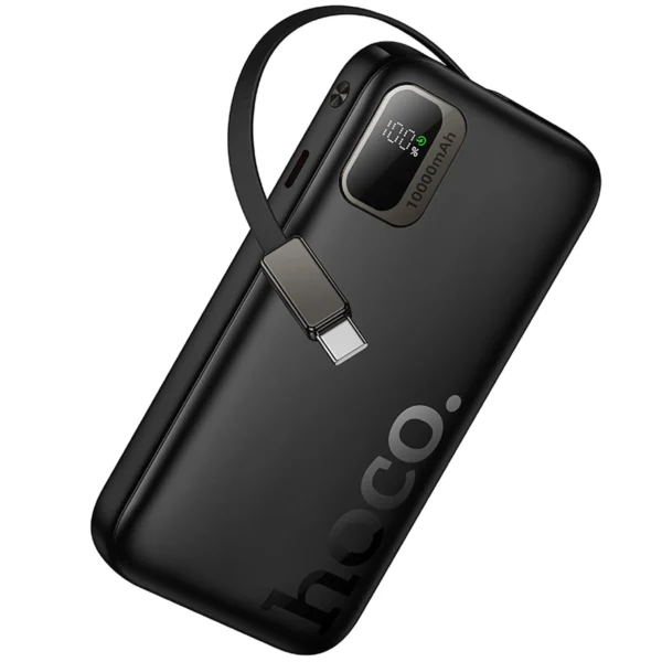Powerbank Hoco 10000 mAh QC PD 20W with retractable cable USB C  black