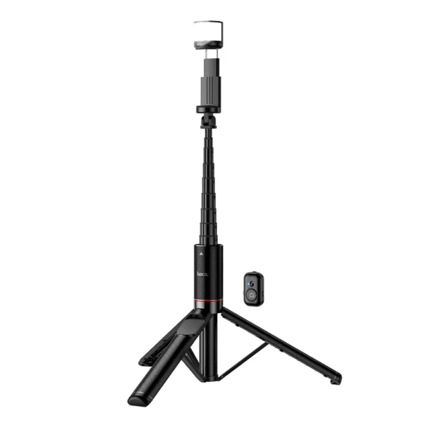 Selfie stick tripod with remote control LED light HOCO K34 black